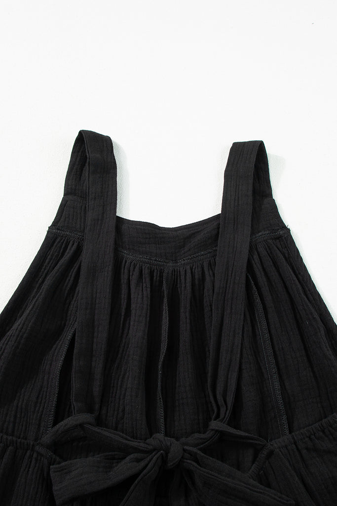 Black Wide Leg Ruffle Jumpsuit